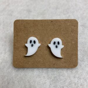 Spooky Ghost White Stud Earrings